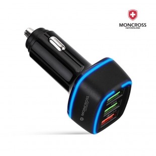 몽크로스 차량충전기 USB 3포트 블랙 MSCC-Q30